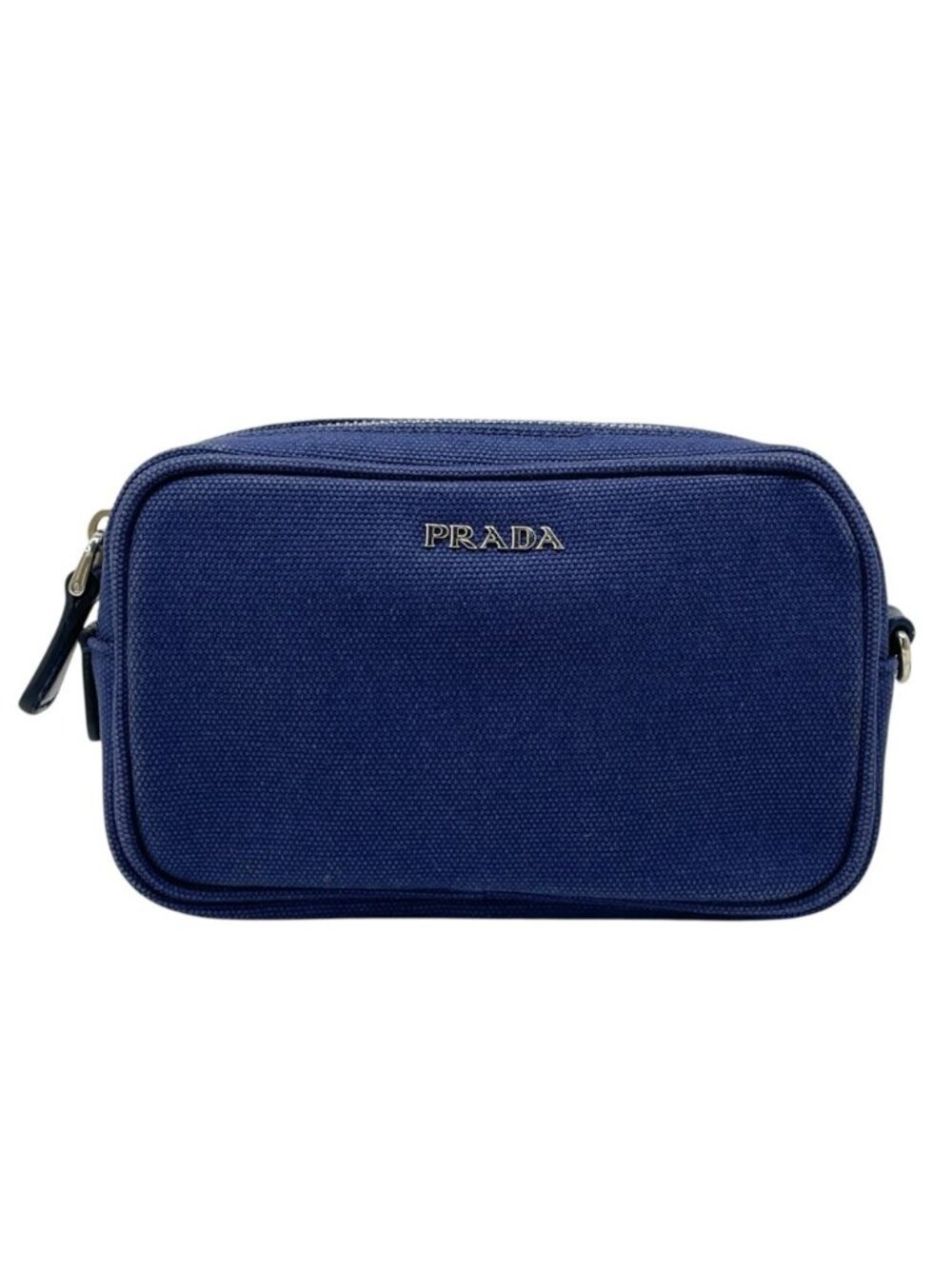 Prada Pouch Makeup Canvas Blue Lightweight Crossbody